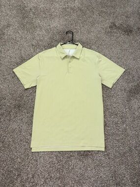 Lululemon Polo Shirt Mens Large L Yellow Snap Front Performance Polo Golf Shirt